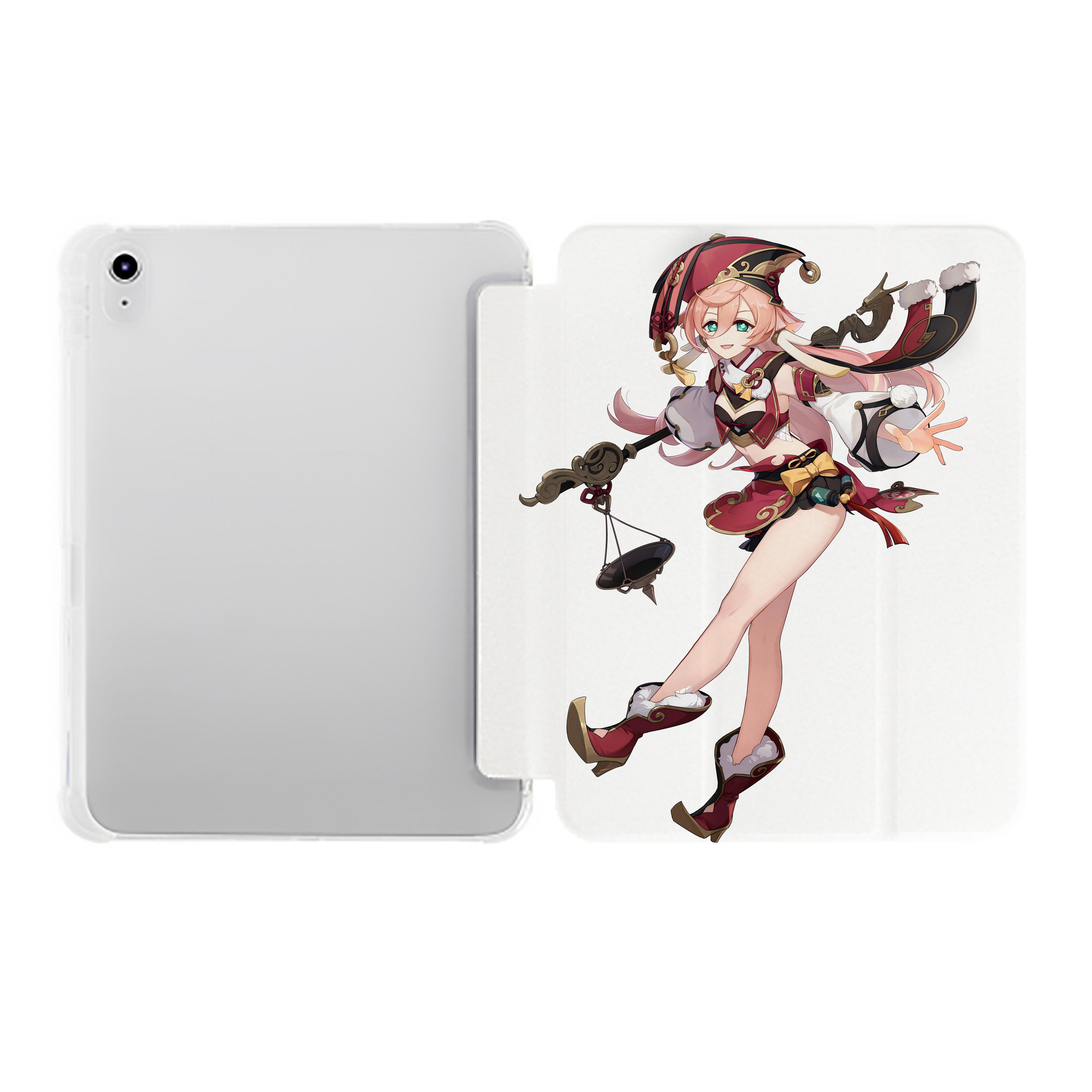 げんし神 ヤンフェイ genshin Yanfei IPad ケース ペン収納付き 三つ折りスタンド PUレザー×シリコン 対応機種9.5/10.5/10.9インチ